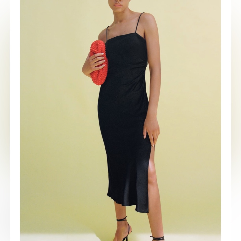 Zara Black Silk Dress New NWT